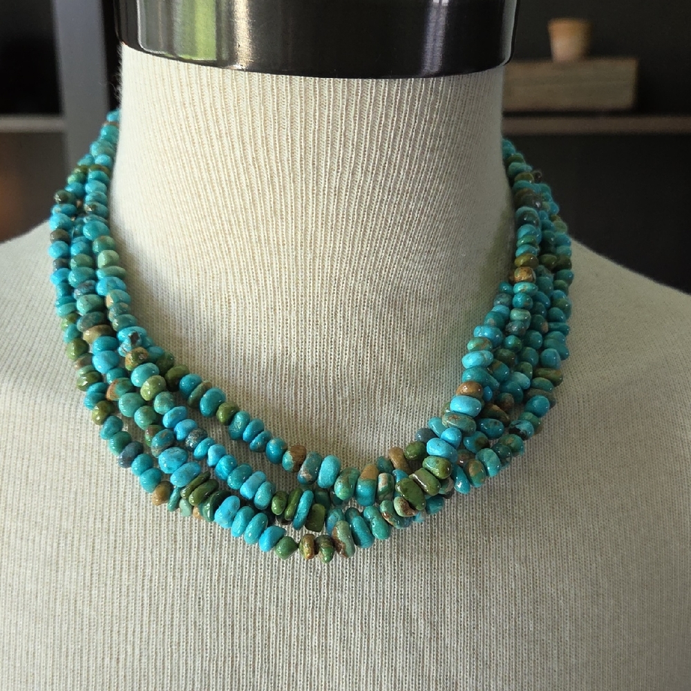 Turquoise and Green Beaded Necklace